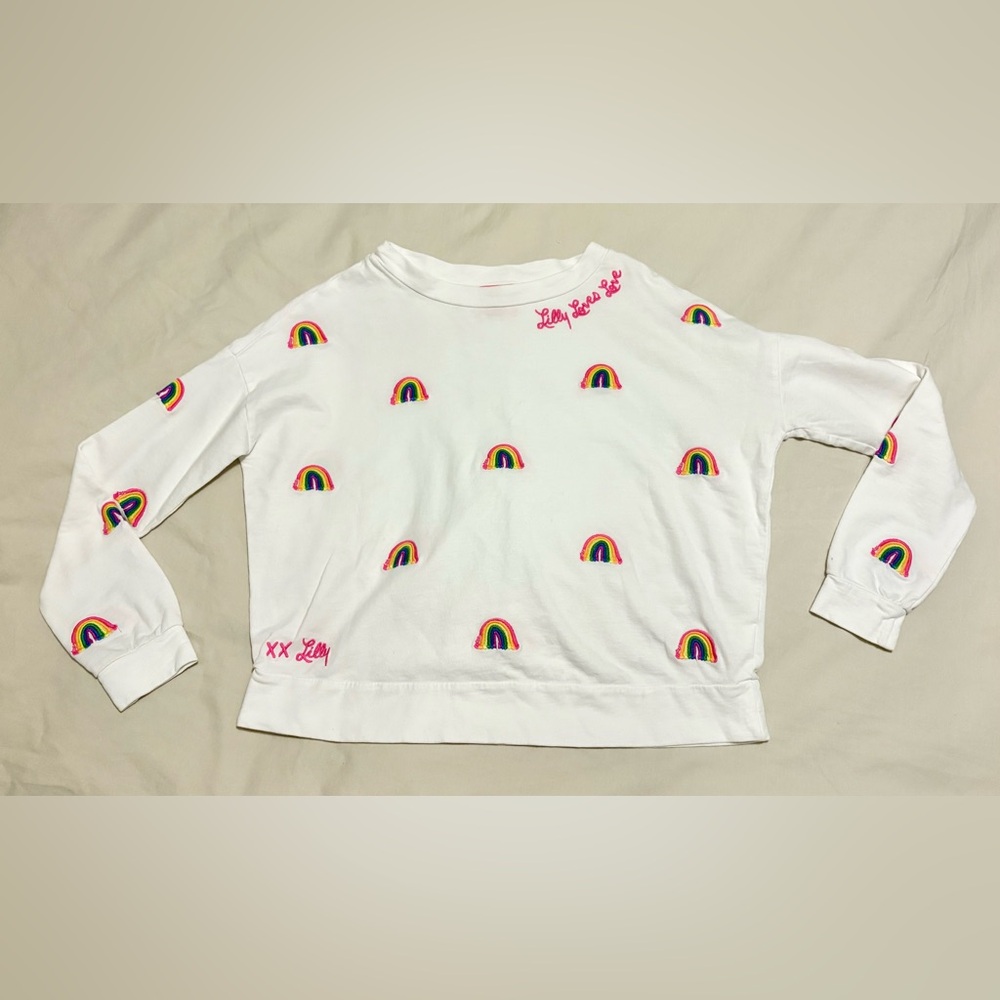 Lily Pulitzer Sheridan Rainbow Sweatshirt 100% Cotton size XXS - Picture 2 of 7